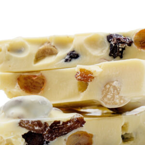 Schokostücke - weiße Schokolade-Erdnuss-Rosine