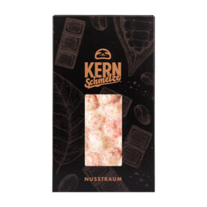 Nuss-/Fruchttraum Weiße Schokolade Erdbeerstaub mit Haselnüssen aus dem Piemont, 50g