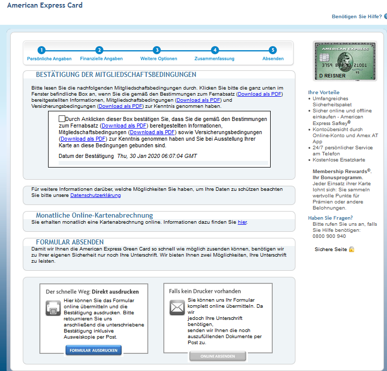 american express antrag