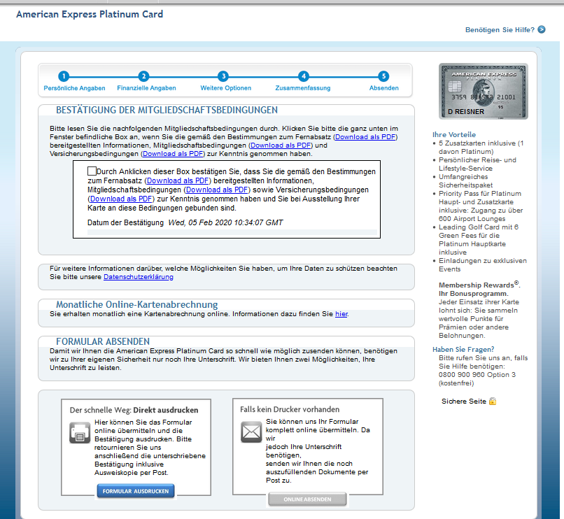 american express platin card antrag