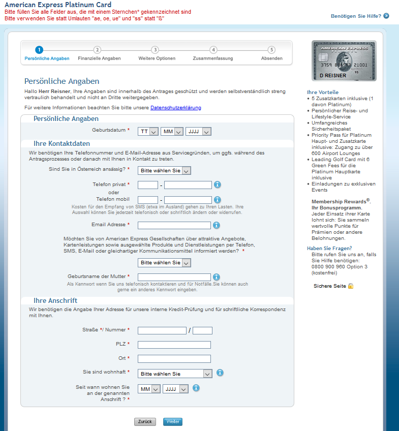 american express platinum angaben