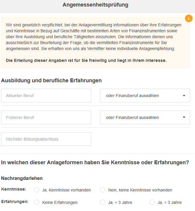 angabe finanzielles wissen