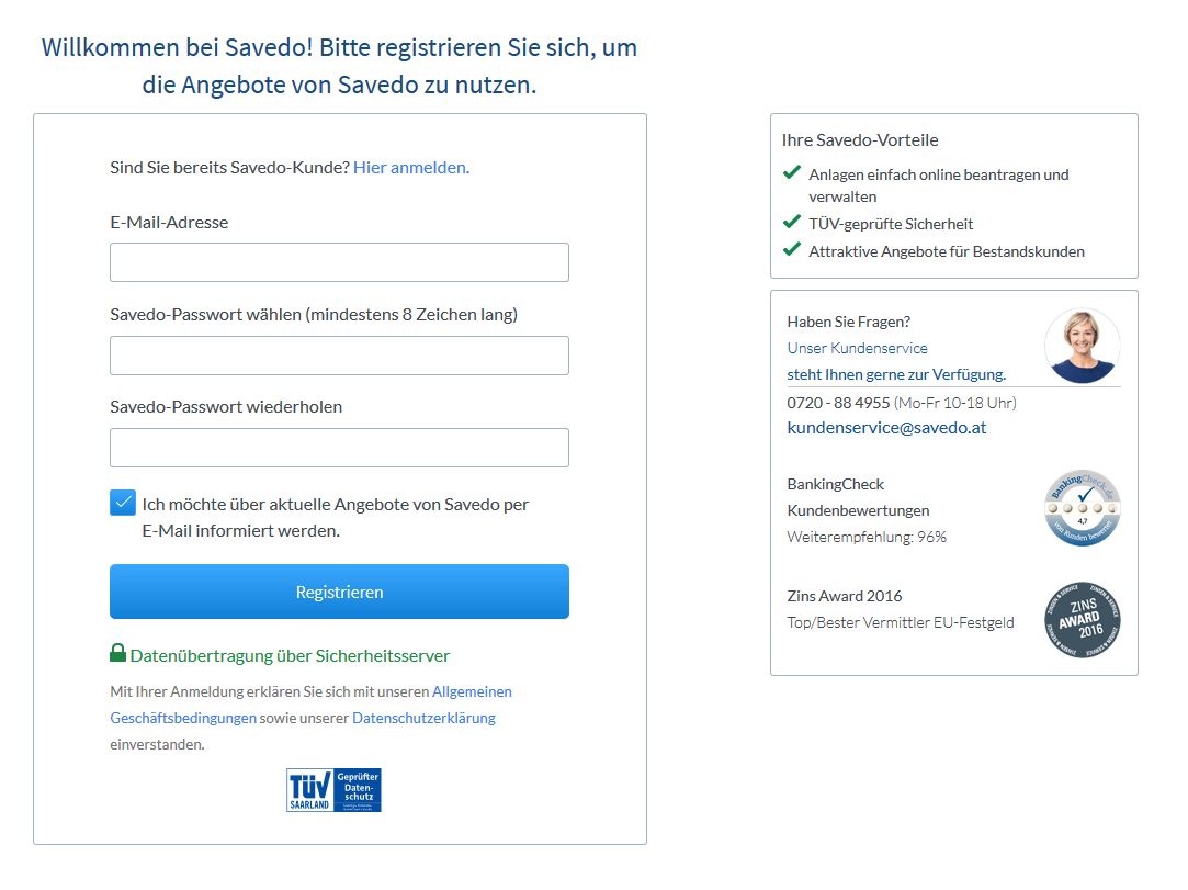 angabe persoenlicher daten savedo
