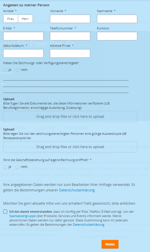 angaben person erste bank