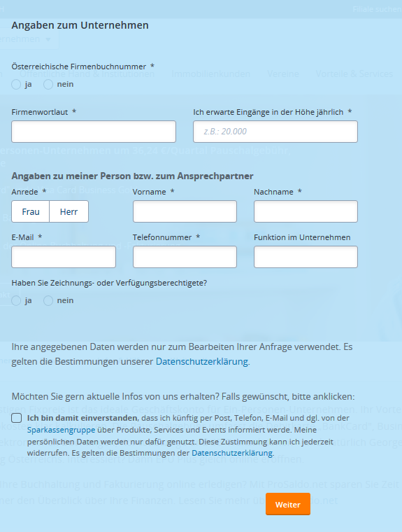 angaben unternehmen erste bank business