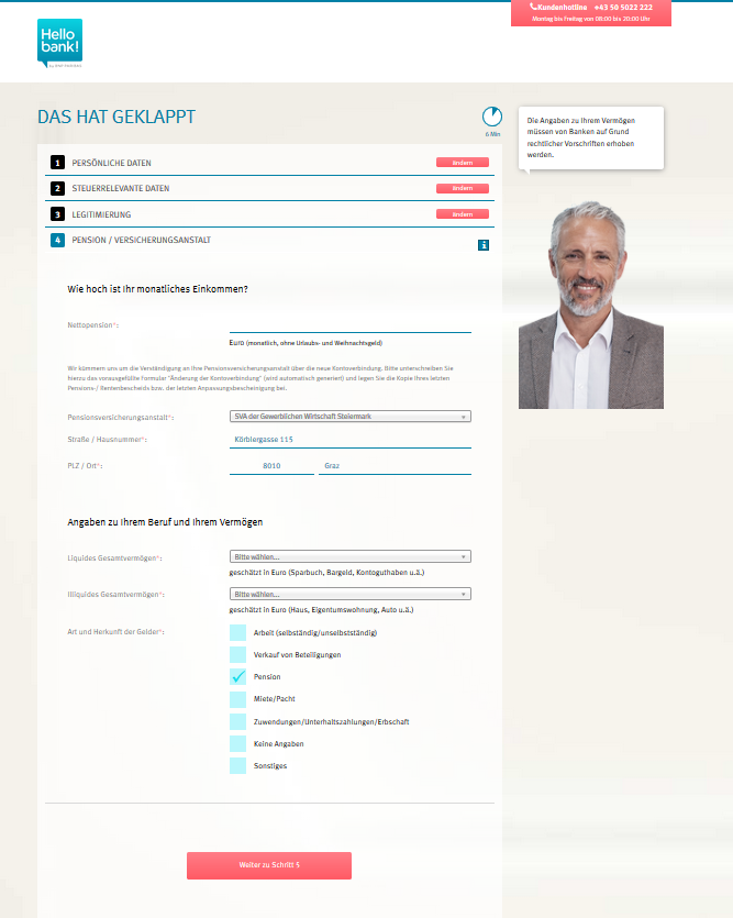 angaben zur pension hellobank