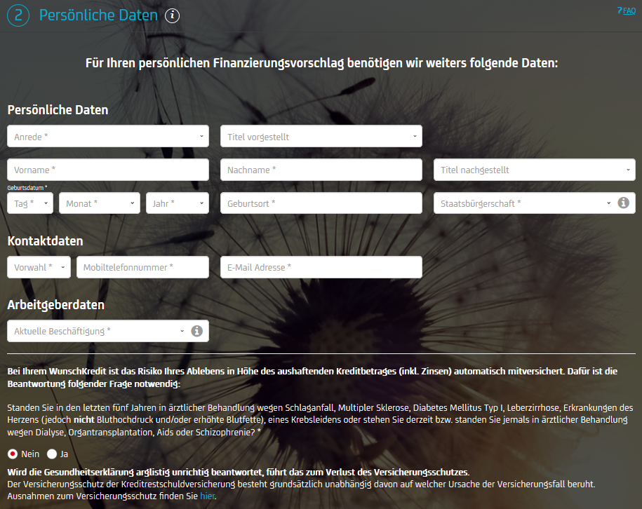 bank austria weitere persoenliche daten