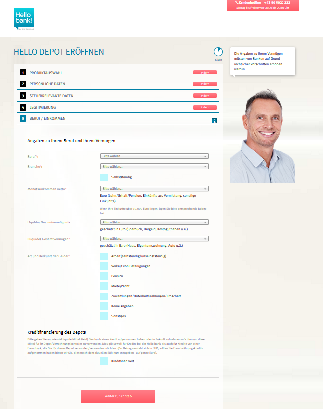 beruf vermoegen hello bank depot