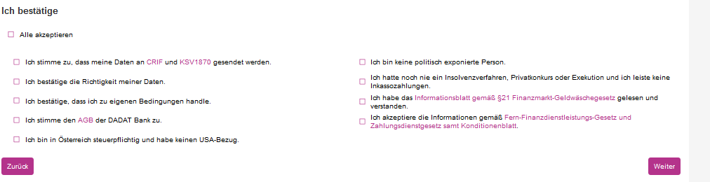 bestaetigung daten dadat kredit