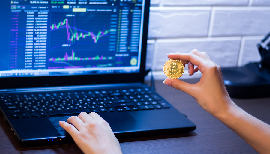 bigstock Cryptocurrency A Girl Holds A 352076858