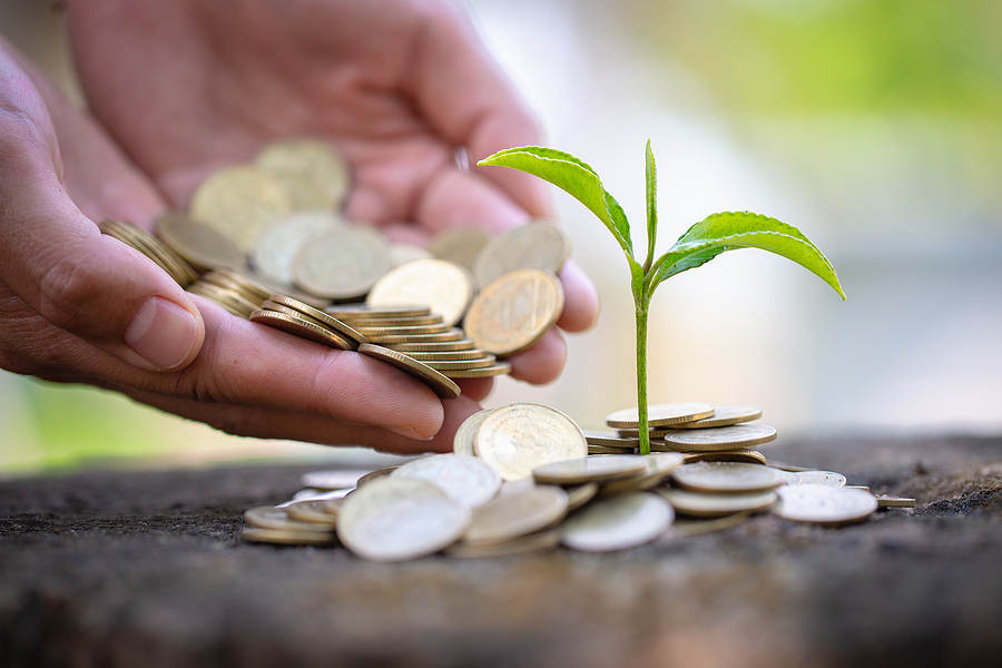bigstock Hand Giving A Coin To A Tree G 299501227