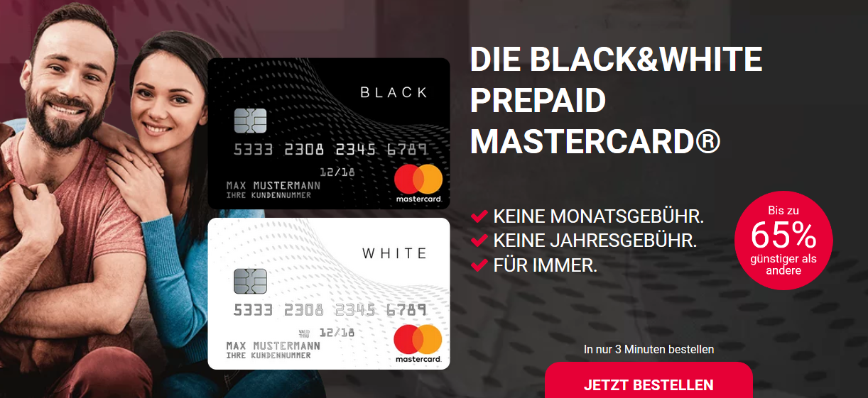 black white prepaid karte