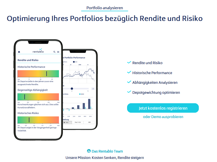 Rentablo Fonds Cashback & Finanzmanager für Österreich - Erfahrung, Test depotanalyse portfolio optimieren