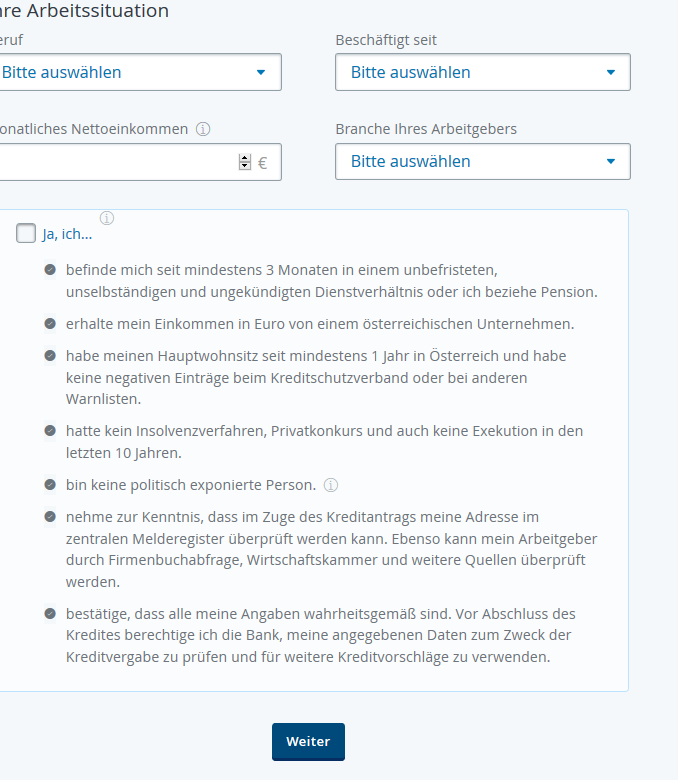 erste bank arbeitssituation klick kredit