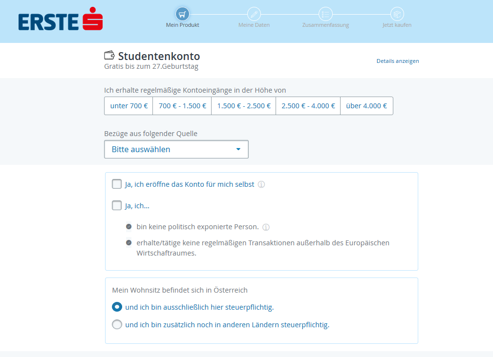 erste bank studentenkonto