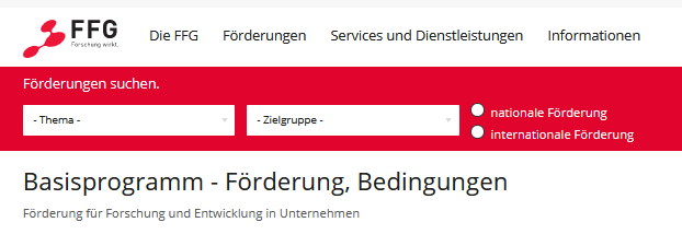 Forschung Förderung – Basisprogramme der FFG – Österreich