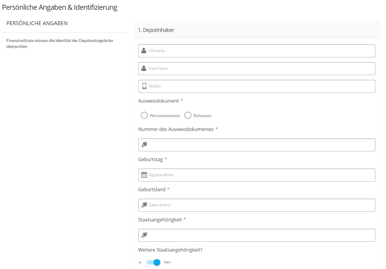 finograd depot persoenliche angaben