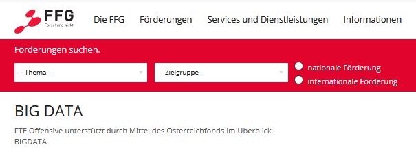 Forschung Förderung – FTI Offensive – Big Data in der Produktion – Österreich