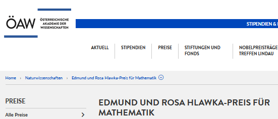 hlawka preis mathematik forschung