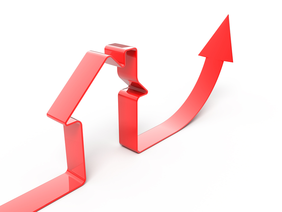 Growing Real Estate sales on white background - 3d render