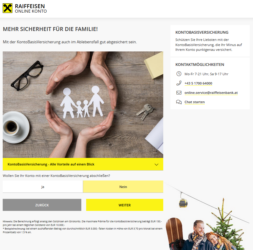 kontobasis versicherung raiffeisen