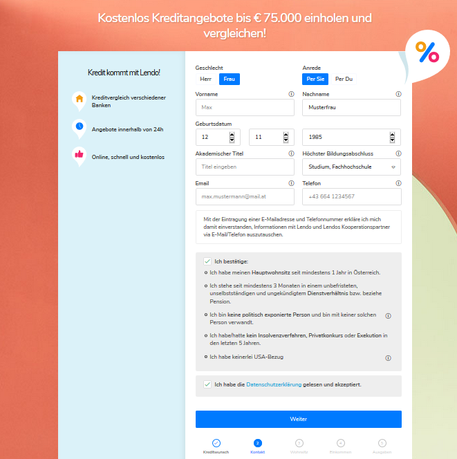 Lendo Kredit Österreich – Anleitung, Test & Erfahrungen – Kreditangebote einholen kreditangebote lendo