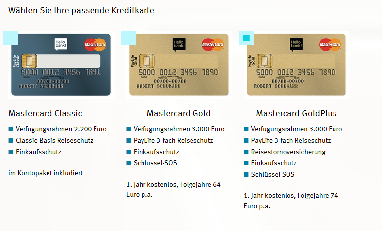 kreditkarte waehlen hello bank mastercard