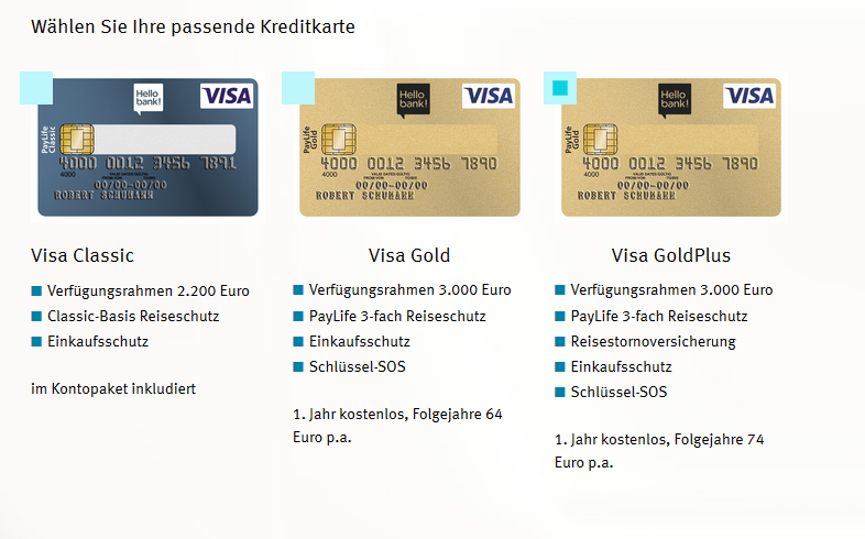 kreditkarte waehlen hello bank