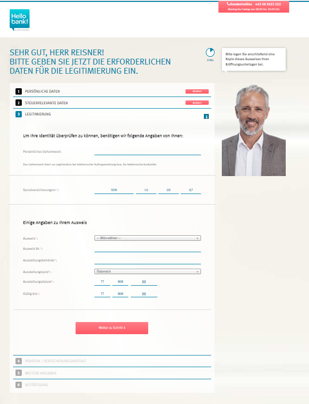 legitimierung hello bank pensionskonto
