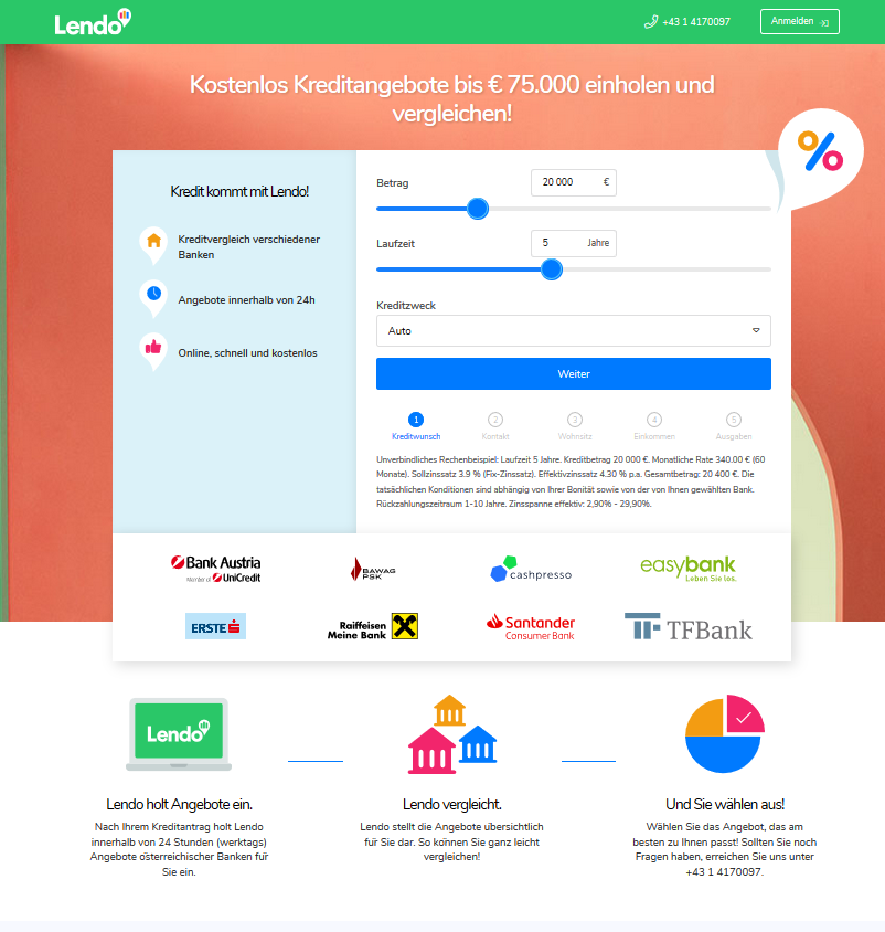 Lendo Kredit Österreich – Anleitung, Test & Erfahrungen – Kreditangebote einholen lendo kreditangebote startseite
