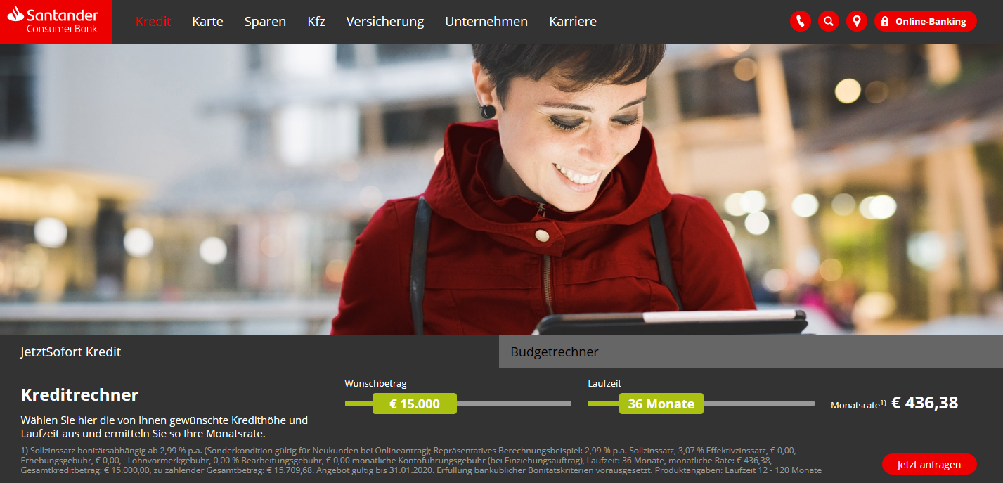 online kreditrechner santander oesterreich kreditangebot