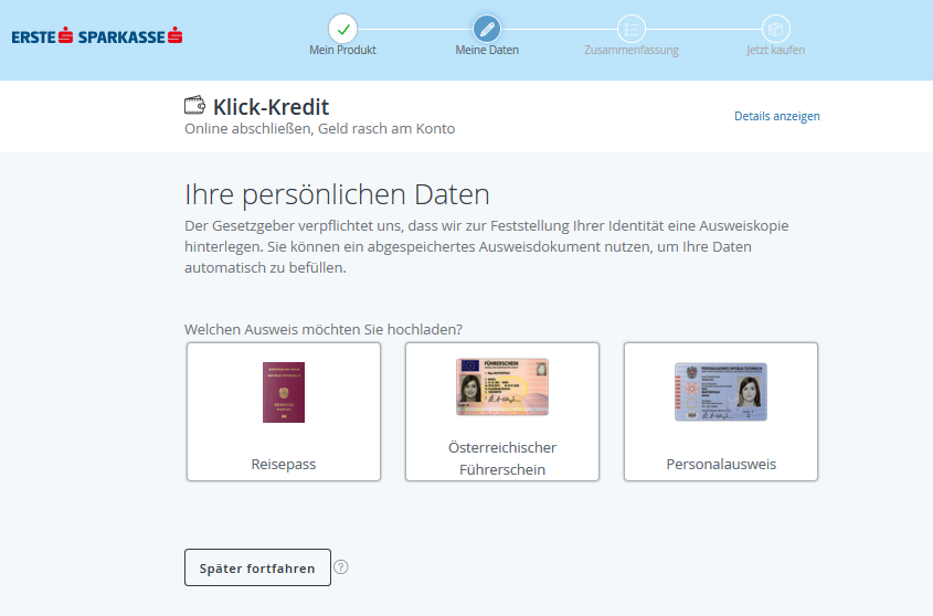 persoenliche daten klick kredit