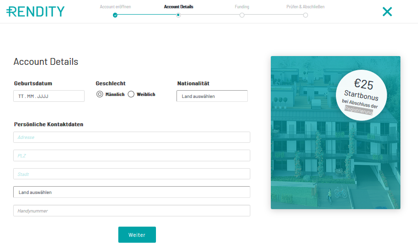 Online Crowdinvesting in Immobilien in Österreich - Rendity Erfahrung, Zinsen, Test persoenliche daten rendity