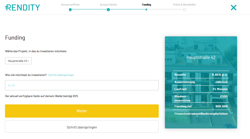 Online Crowdinvesting in Immobilien in Österreich - Rendity Erfahrung, Zinsen, Test projekt auswaehlen