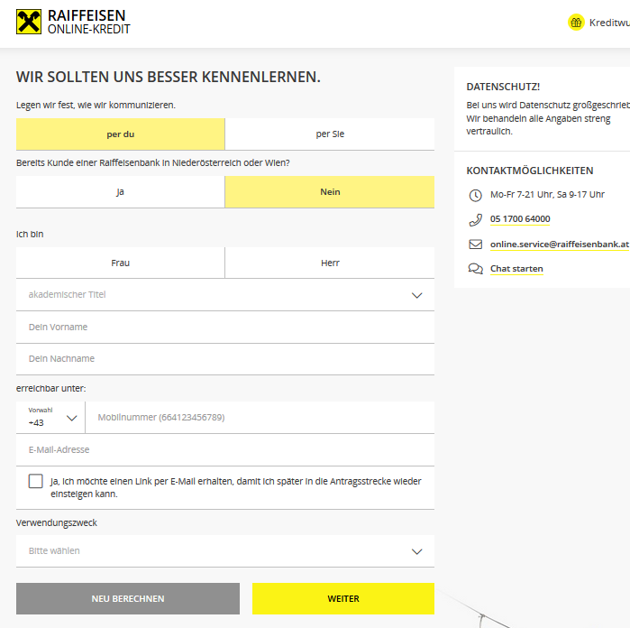 raiffeisen bank online kredit antrag