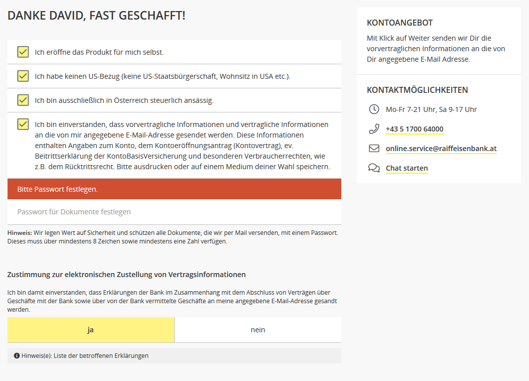 raiffeisen konto eroeffnung