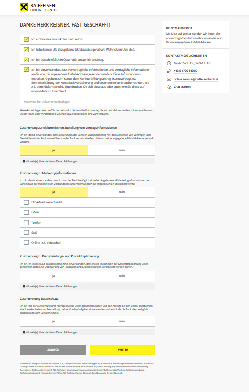 raiffeisen konto gehaltskonto abschluss