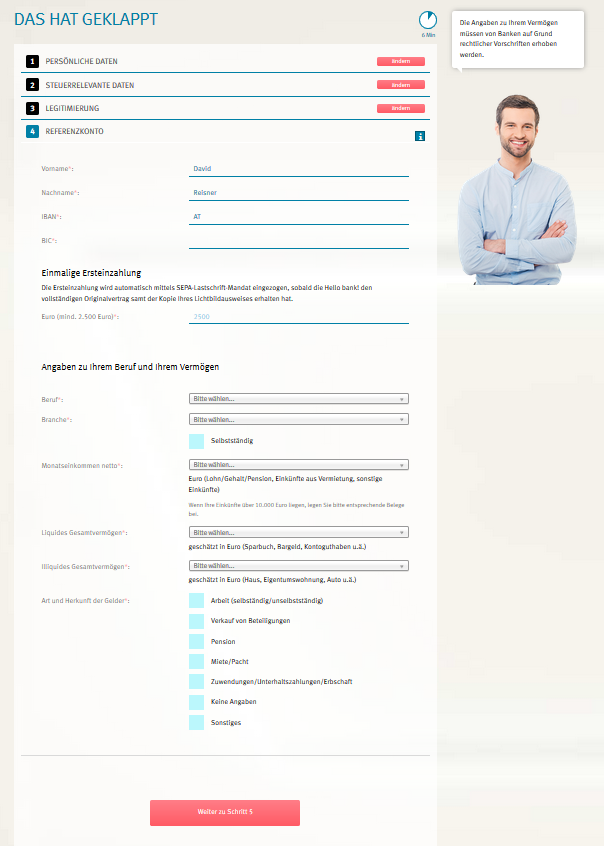 referenzkonto beruf vermoegen