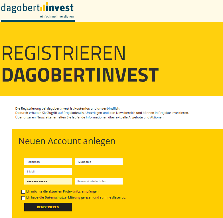 registrieren bei dagobertinvest