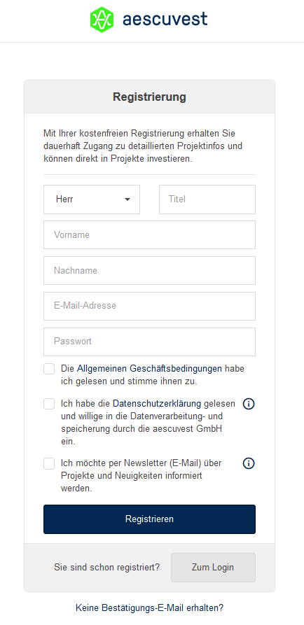 registrierung aescuvest