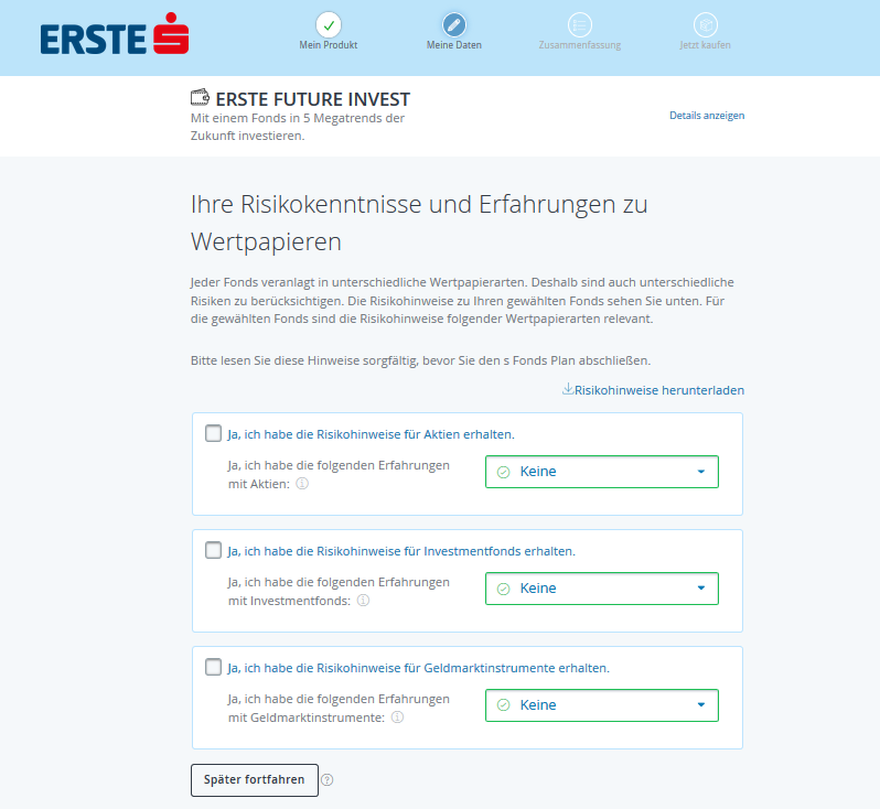Fondssparen - ERSTE FUTURE INVEST - Gebühren, Erfahrung, Test risikohinweise fonds investment 1