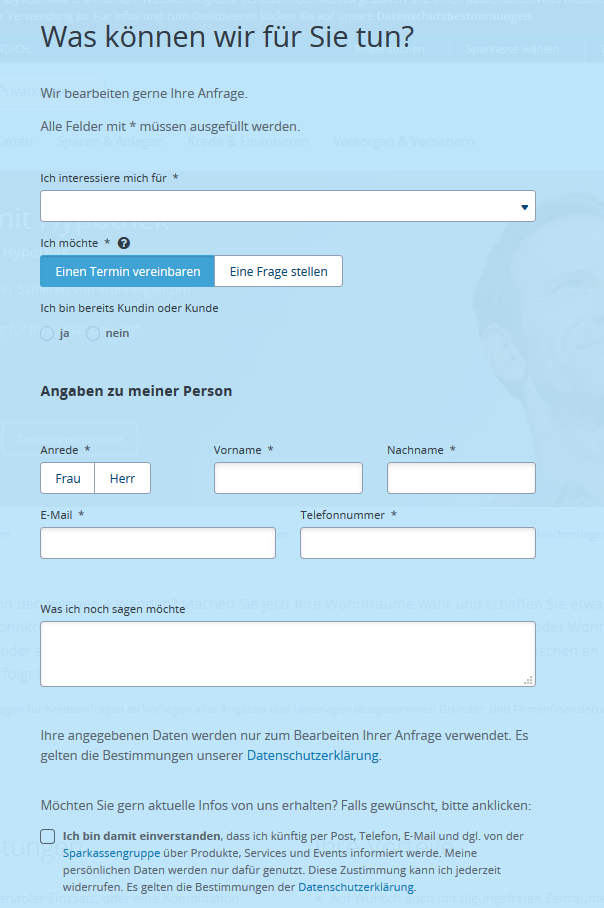 s wohnkredit termin vereinbaren