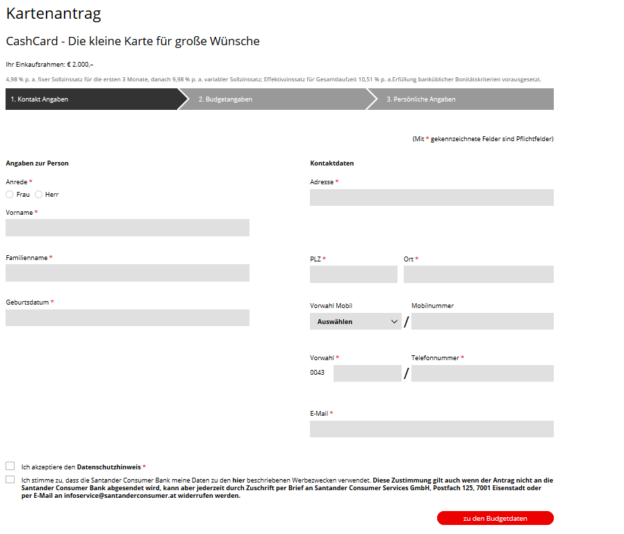 Karte für die bequeme Ratenzahlung - Santander Cashcard - Teilzahlung, Zinsen, Erfahrung, Test santander cashcard antrag
