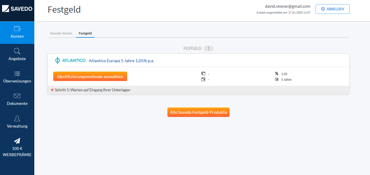 savedo festgeld kundenbereich
