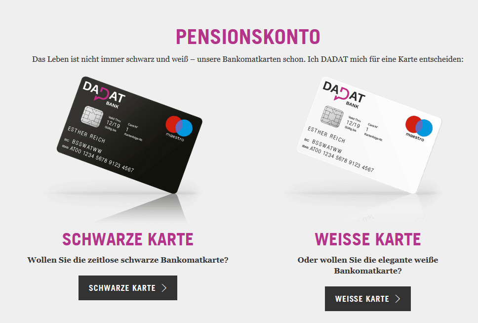 schwarze weisse bankomatkarte dadat