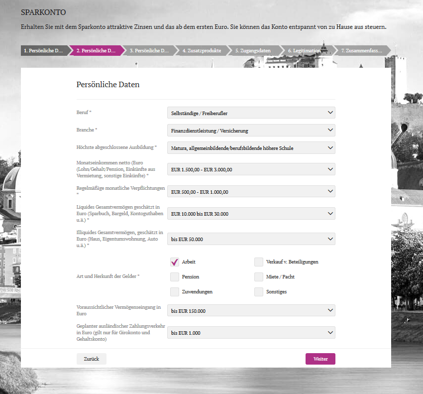 sparkonto angaben dadat