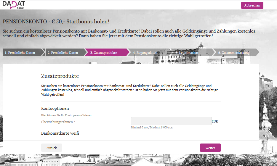 ueberziehungsrahmen pensionskonto dadat