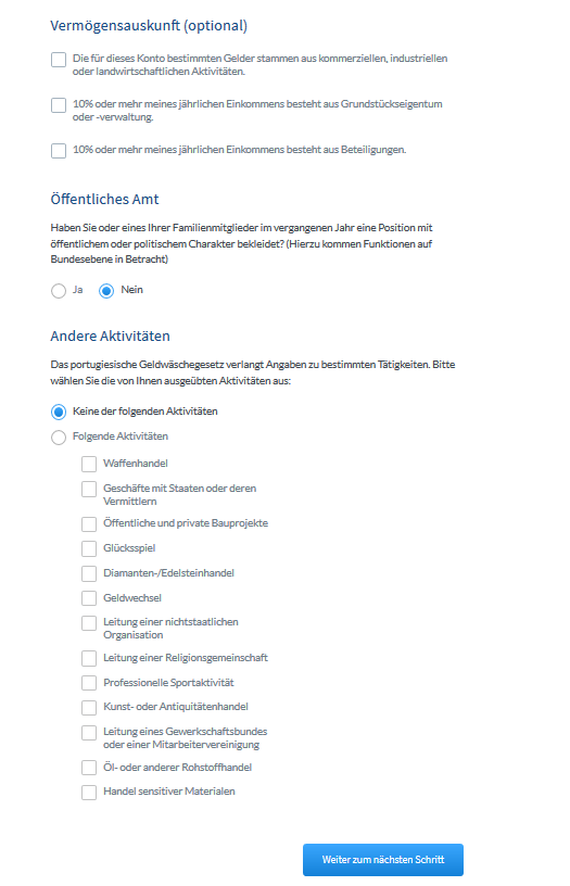 vermoegensauskunft aktivitaeten