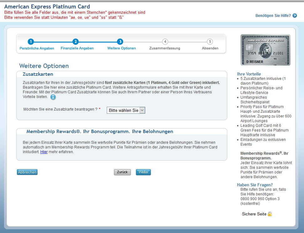 zusatzkarten american platin card